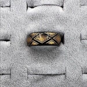 Gold and Black Geometric Men's Ring